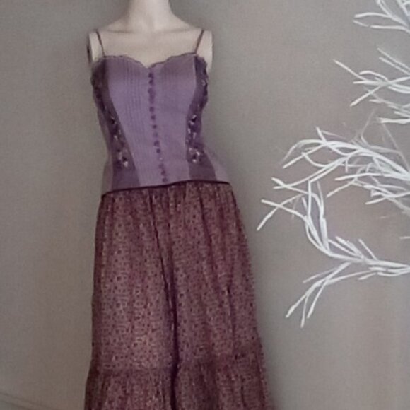 Moda International Y2K Floral Tiered Maxi Halter Dress Sz XS-S Elevenses Magazin - Picture 5 of 15